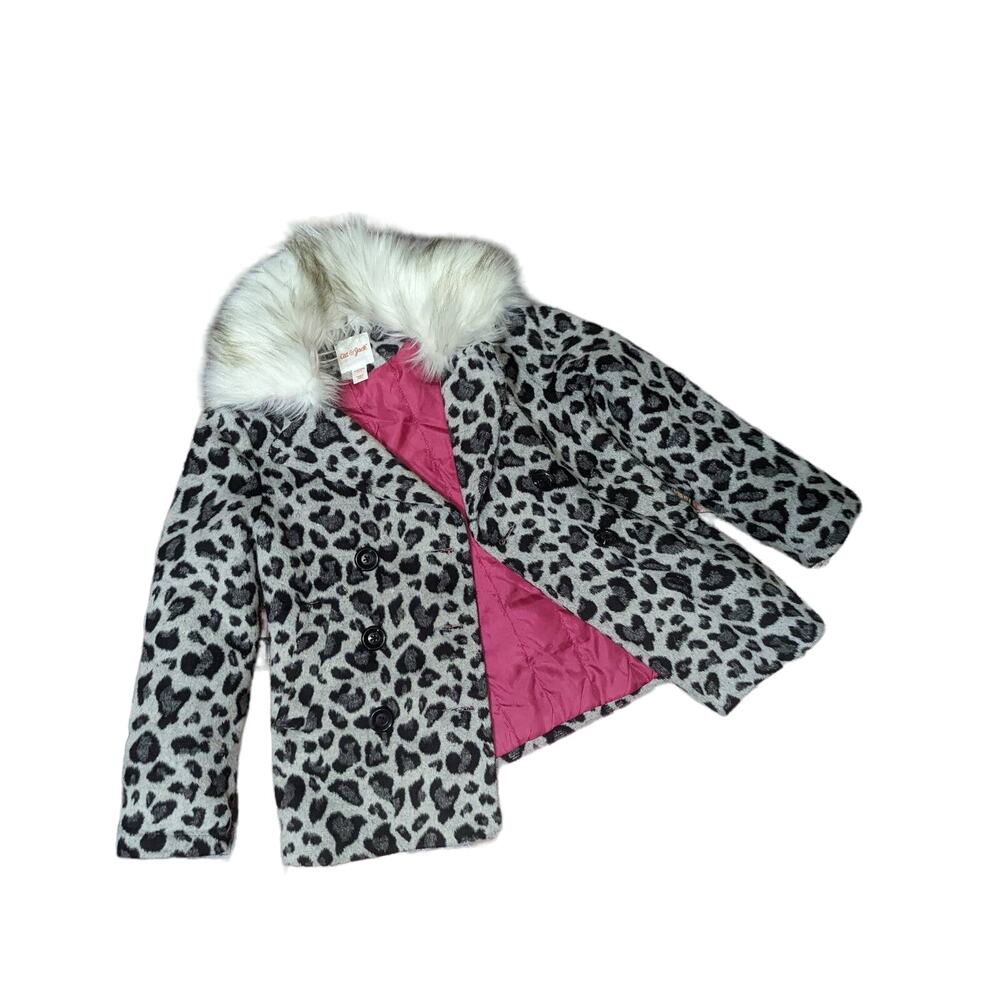 Girls Leopard pea coat size S